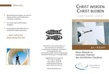 CHRIST WERDEN CHRIST BLEIBEN - Lutherhaus Jena
