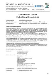 Fachschule für Technik Fachrichtung Chemietechnik