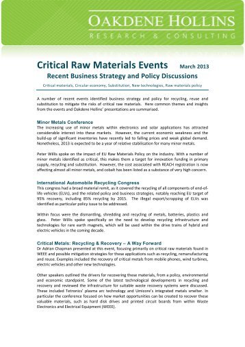 Download pdf "Critical Raw Events - Business ... - Oakdene Hollins