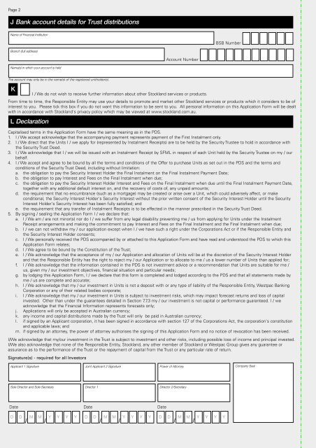 SDOT2 Product Disclosure Statement - Stockland