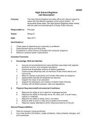 JD432 High School Registrar Job Description - Derby Public Schools