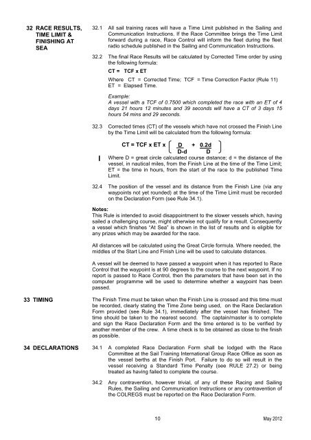 Racing & Sailing Rules - Sail Training International