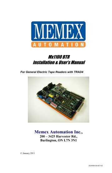 Mx1100 Serial BTR for GE Manual - Memex Automation
