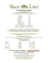 Advertisement Rates - Tree of Life