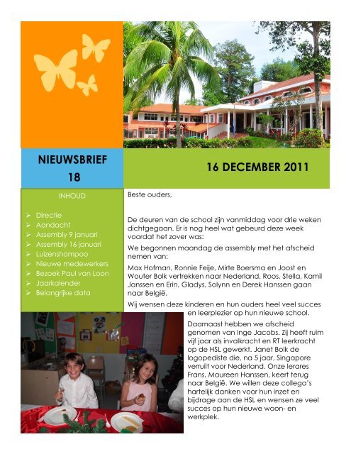 Nieuwsbrief nummer 18 - Hollandse School Singapore