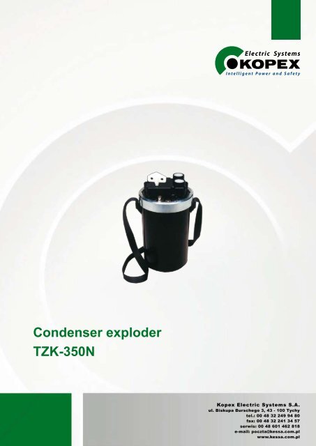 Condenser exploder TZK-350N - Kopex Electric Systems