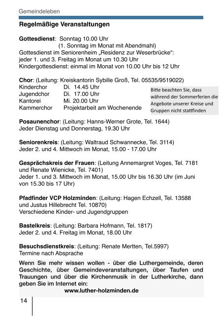 Orgelsommer 2011 - Ev.-luth. Kirchengemeinde Luther Holzminden