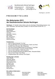 Abiturienten 2013 - kaufmÃ¤nnische Schule Hechingen