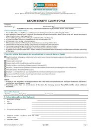 Death Benefit Claim Form PDF - IDBI Federal Life Insurance