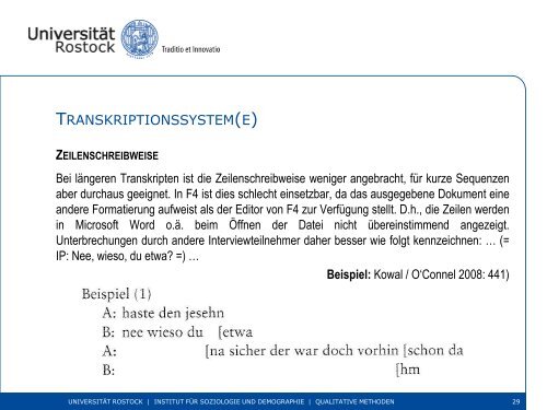 Transkription: Methodik & Technik - Wirtschafts - Universität Rostock