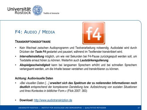 Transkription: Methodik & Technik - Wirtschafts - Universität Rostock