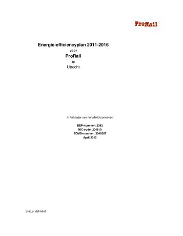Energie-efficiencyplan 2011-2016 ProRail