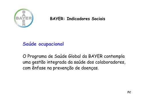 Indicadores de Sustentabilidade da Bayer e da Shell - Sistemas