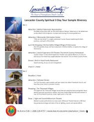 Lancaster County Spiritual 3 Day Tour Sample Itinerary
