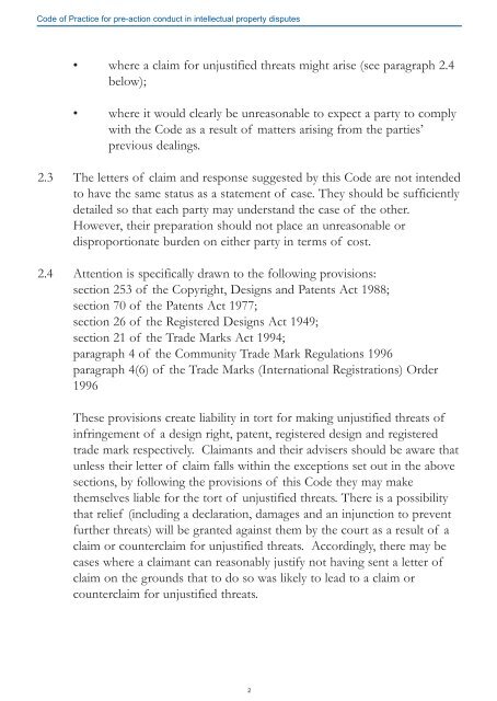 Code of Practice for pre-action conduct in intellectual ... - Reed Smith