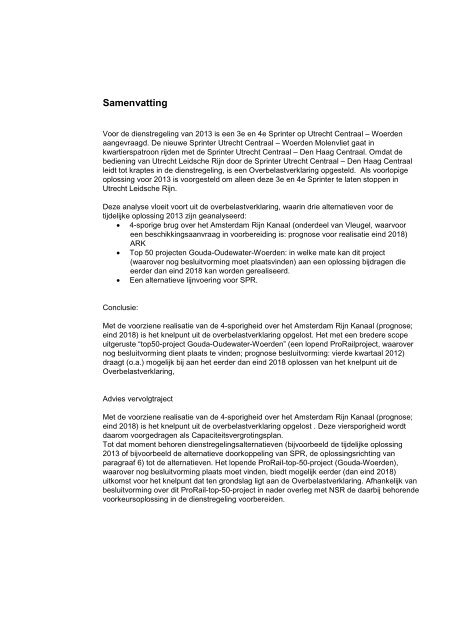 Capaciteitsanalyse inpassing Utrecht Leidsche Rijn - ProRail