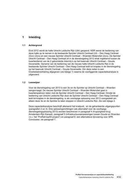 Capaciteitsanalyse inpassing Utrecht Leidsche Rijn - ProRail