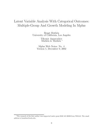 Latent Variable Analysis With Categorical Outcomes ... - Mplus