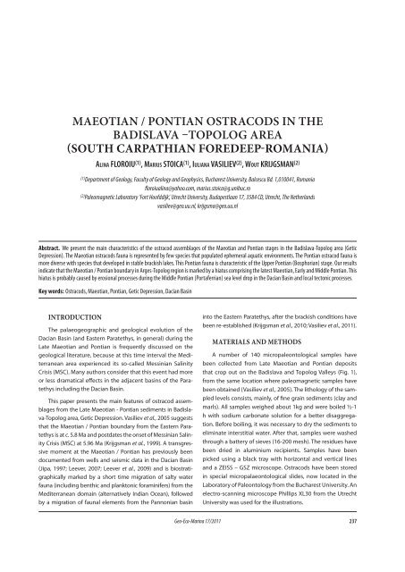 Maeotian / Pontian ostracods in the Badislava ... - GeoEcoMar
