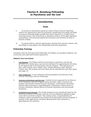 Charles E. Steinberg Fellowship in Psychiatry and the Law ...