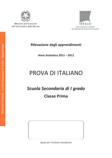 prova invalsi 2011 – 2012 italiano prima media - Engheben.it
