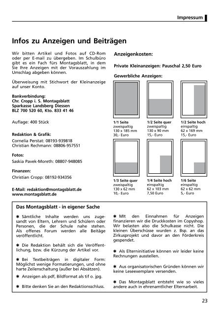 nachhilfe & unterricht - Montagsblatt