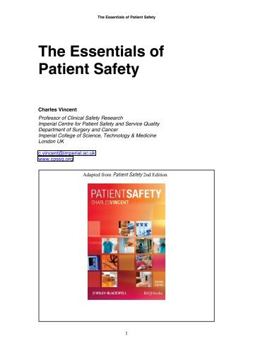 The Essentials of Patient Safety - Clinical Human Factors Group