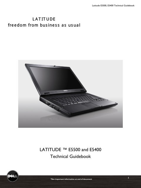 LATITUDE â„¢ E5500 and E5400 Technical Guidebook - Dell