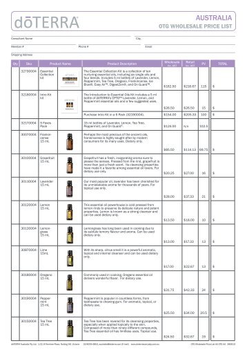 AUSTRALIA - dōTERRA - Essential Oils