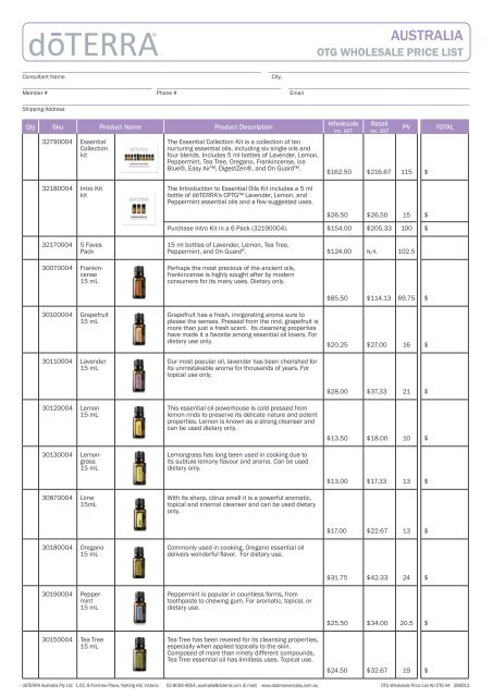 AUSTRALIA - dōTERRA - Essential Oils