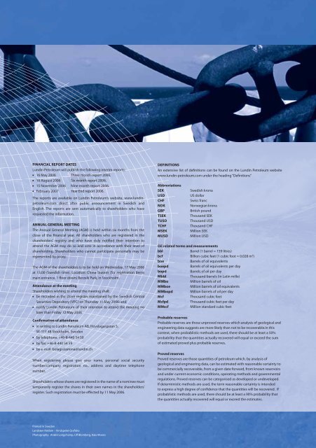 Annual Report 2005 (6 MB) - Lundin Petroleum