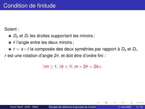 Groupes de réflexions et groupes de Coxeter - De l ... - DMA - Ens