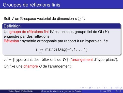 Groupes de réflexions et groupes de Coxeter - De l ... - DMA - Ens