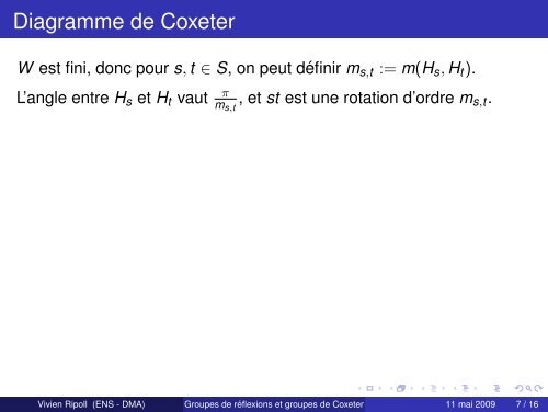 Groupes de réflexions et groupes de Coxeter - De l ... - DMA - Ens