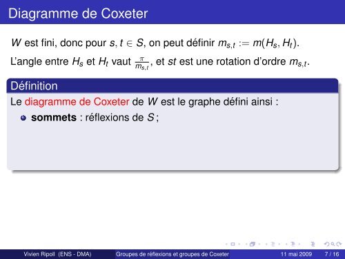 Groupes de réflexions et groupes de Coxeter - De l ... - DMA - Ens