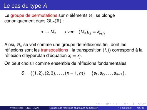 Groupes de réflexions et groupes de Coxeter - De l ... - DMA - Ens