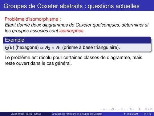 Groupes de réflexions et groupes de Coxeter - De l ... - DMA - Ens