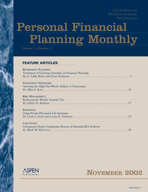 Personal Financial Planning Monthly - Editorial Direction LLC