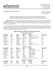 2002 Academic All-PFL Release - Pioneer Football League