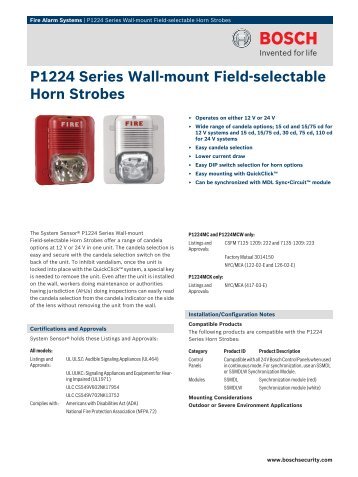 P1224 Series Wallâmount Fieldâselectable Horn Strobes