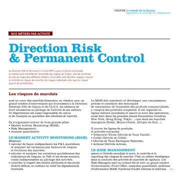 Direction Risk & Permanent Control - Crédit Agricole CIB
