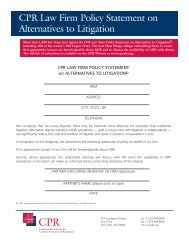 CPR Law Firm Policy Statement on Alternatives to Litigation