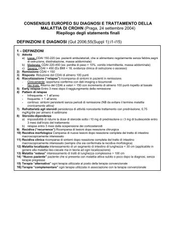 ECCO CONSENSUS SU DIAGNOSI E TRATTAMENTO ... - TC Group
