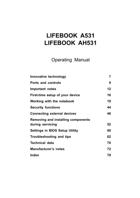 lifebook a531 lifebook ah531