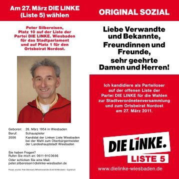 Kandidatenflyer Peter Silbereisen / Ortsbezirk Nordost - DIE LINKE ...