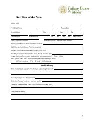 Nutrition Intake Form - Pulling Down the Moon