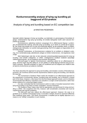 Konkurrenceretlig analyse af tying og bundling pÃƒÂ¥ ... - Juridisk Institut