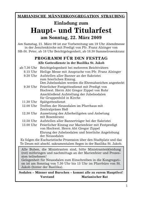 Haupt Und Titularfest Mmc Straubing