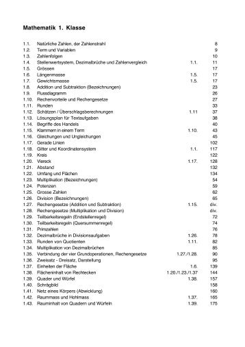 Mathematik 1. Klasse - Schule Brugg