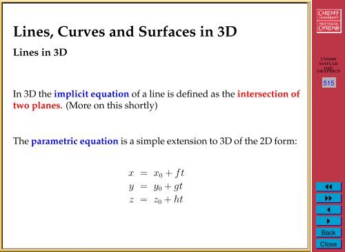 Lines, Curves and Surfaces in 3D